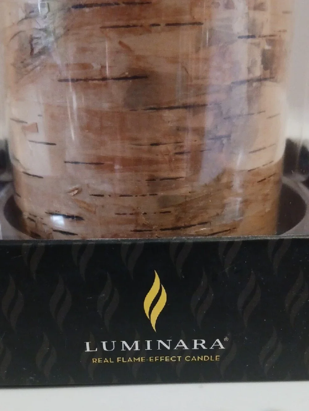 Gorgeous! LUMINARA Birch Bark LED Flameless Candle - Cream & Brown